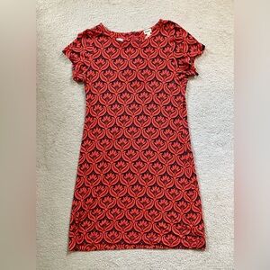 Hatley Dress Women’s Large Orange and Navy Print Nellie EUC